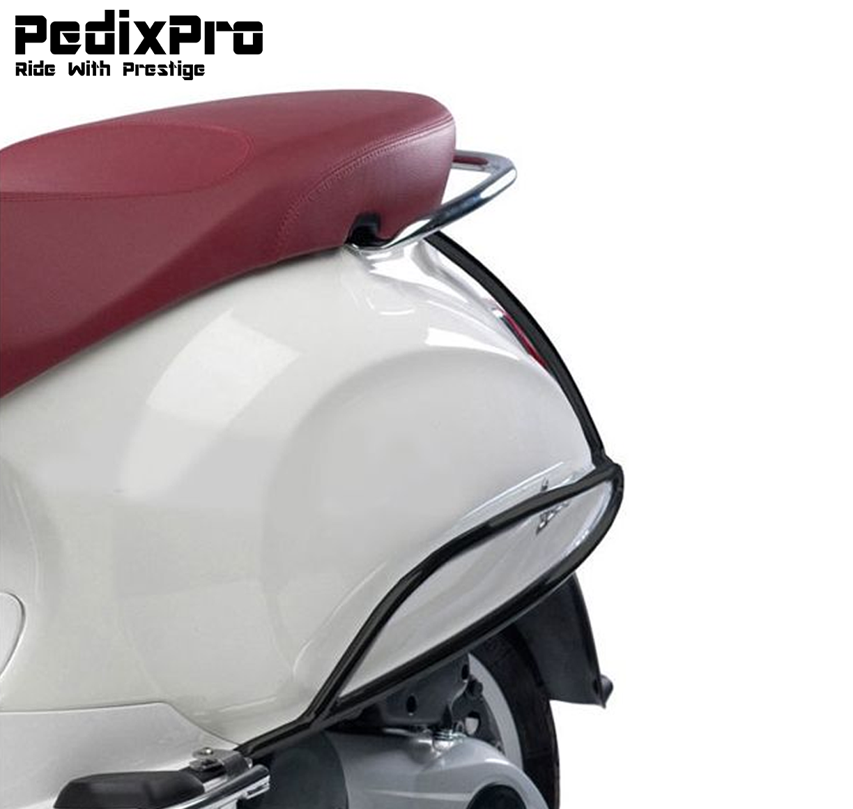 Achtervalbeugel / Sierbeugel Vespa Sprint & Primavera / Elettrica – Mat Zwart, Glans Zwart & Chroom