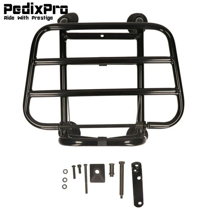 Voorklapdrager Vespa Sprint & Primavera / Elettrica – Mat Zwart, Glans Zwart & Chroom | PedixPro®